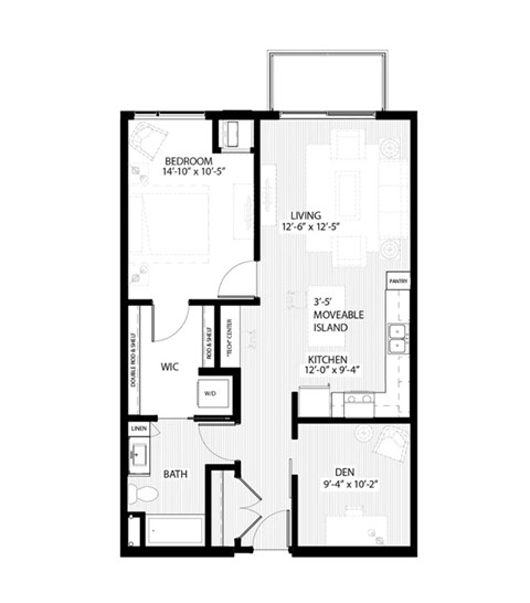 Floor plan for a 1 bedroom apartment